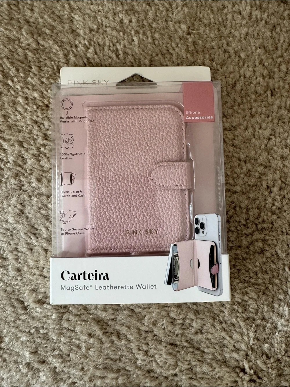 Pink Sky Carteira MagSafe Leatherette Wallet for iPhone